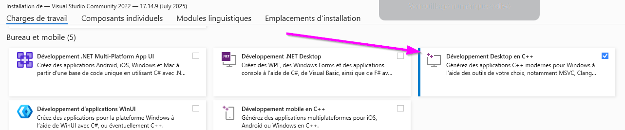Installation Environnement C++