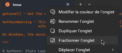 Fractionnement des onglets