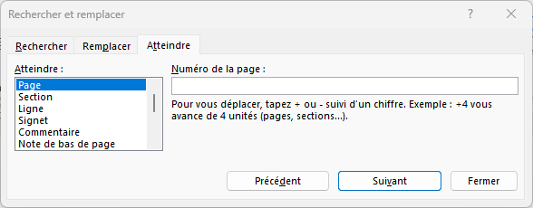 Word “Atteindre”